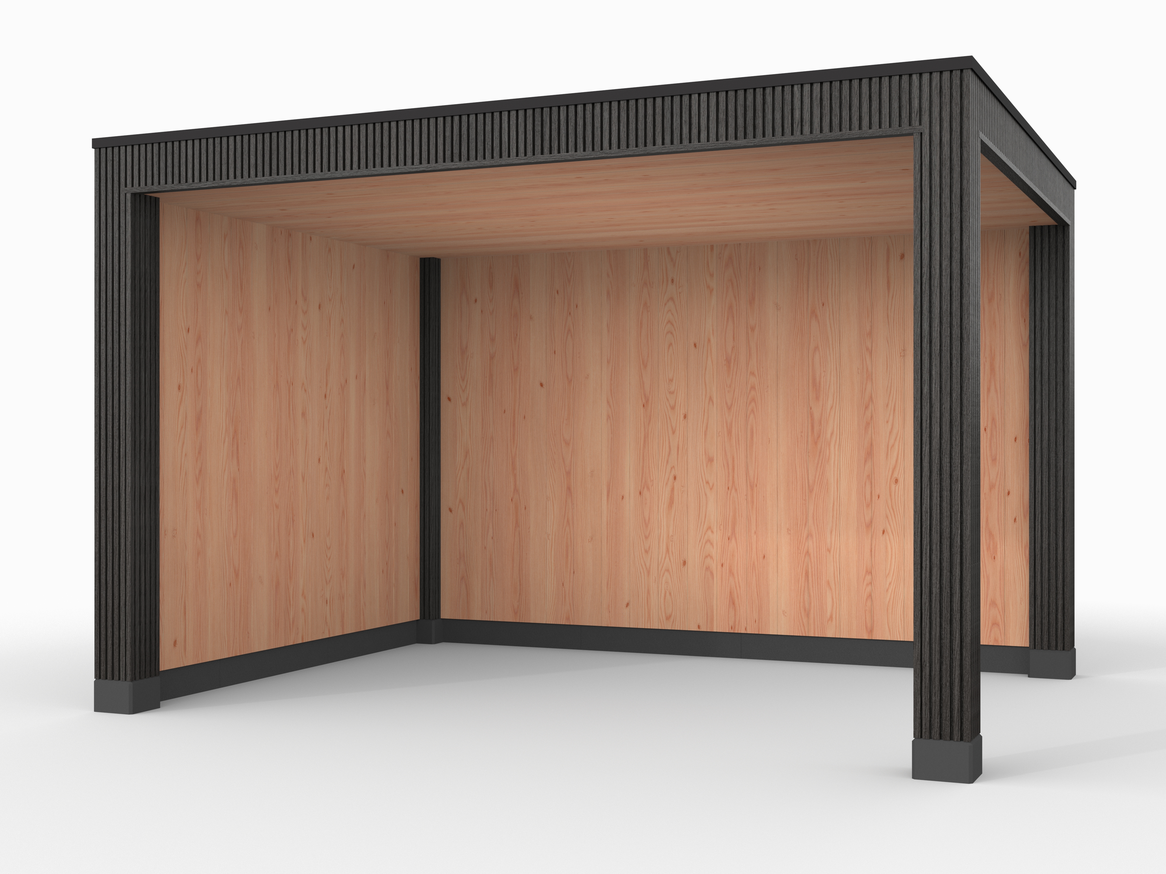 Douglas overkapping, 400 x 300, met achterwand en zijwand, Westwood Rhombus Zwart - Afbeelding 1